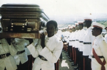 A national hero, Marleys' coffin is ranked by a military guard of honour